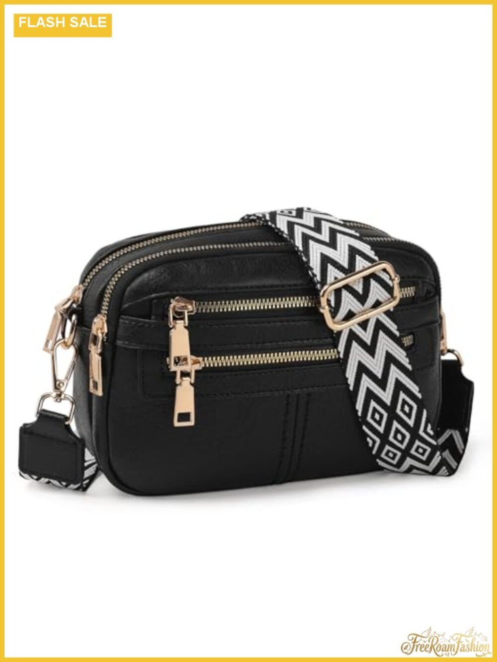 Vegan Leather Crossbody Bag Women 6 Pockets Travel Purse Adjustable Strap
